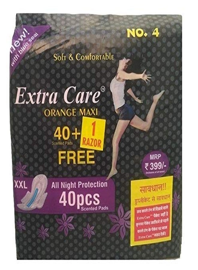 Extra Care Package 40 Orange Maxi Sanitary Pad FREE 1 Razor (PACK OF 3) - Image 1